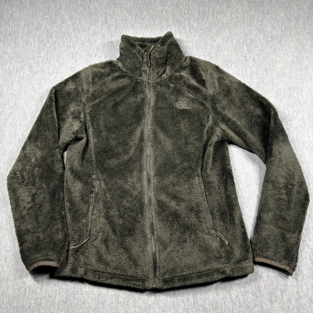 The North Face Jacket Womens Medium Olive Green Fuzzy Sherpa Full Zip Fleece Coa
